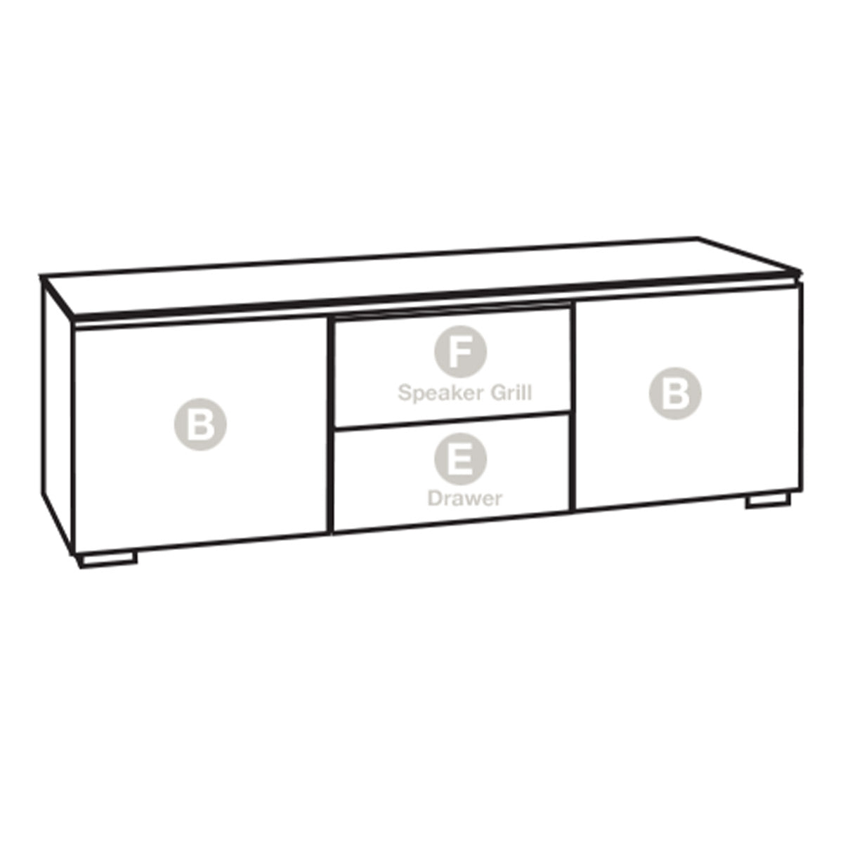 Salamander Chameleon Collection Milan 236 Triple Speaker Integrated Cabinet (Geometric White with Black Glass Top)