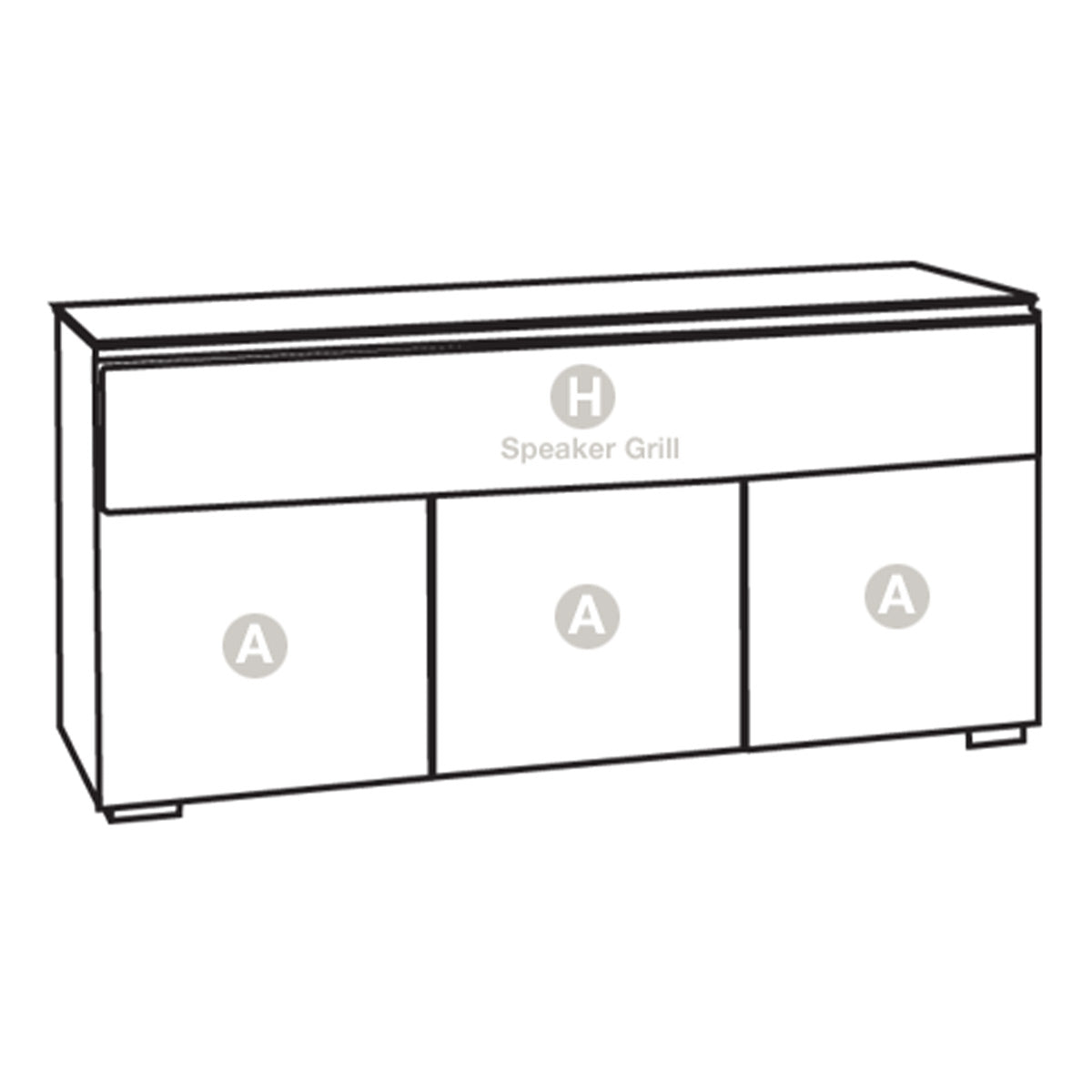 Salamander Chameleon Collection Miami 339 Speaker Integrated Cabinet (Gloss White with Black Glass Top)
