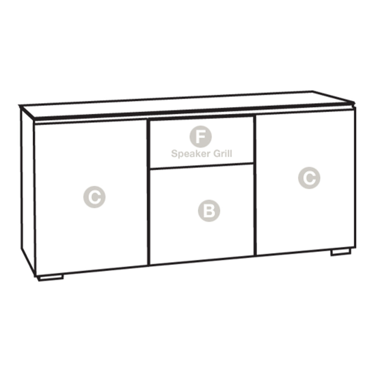 Salamander Chameleon Collection Miami 336 Triple Speaker Integrated Cabinet (High Gloss White with Black Glass Top)