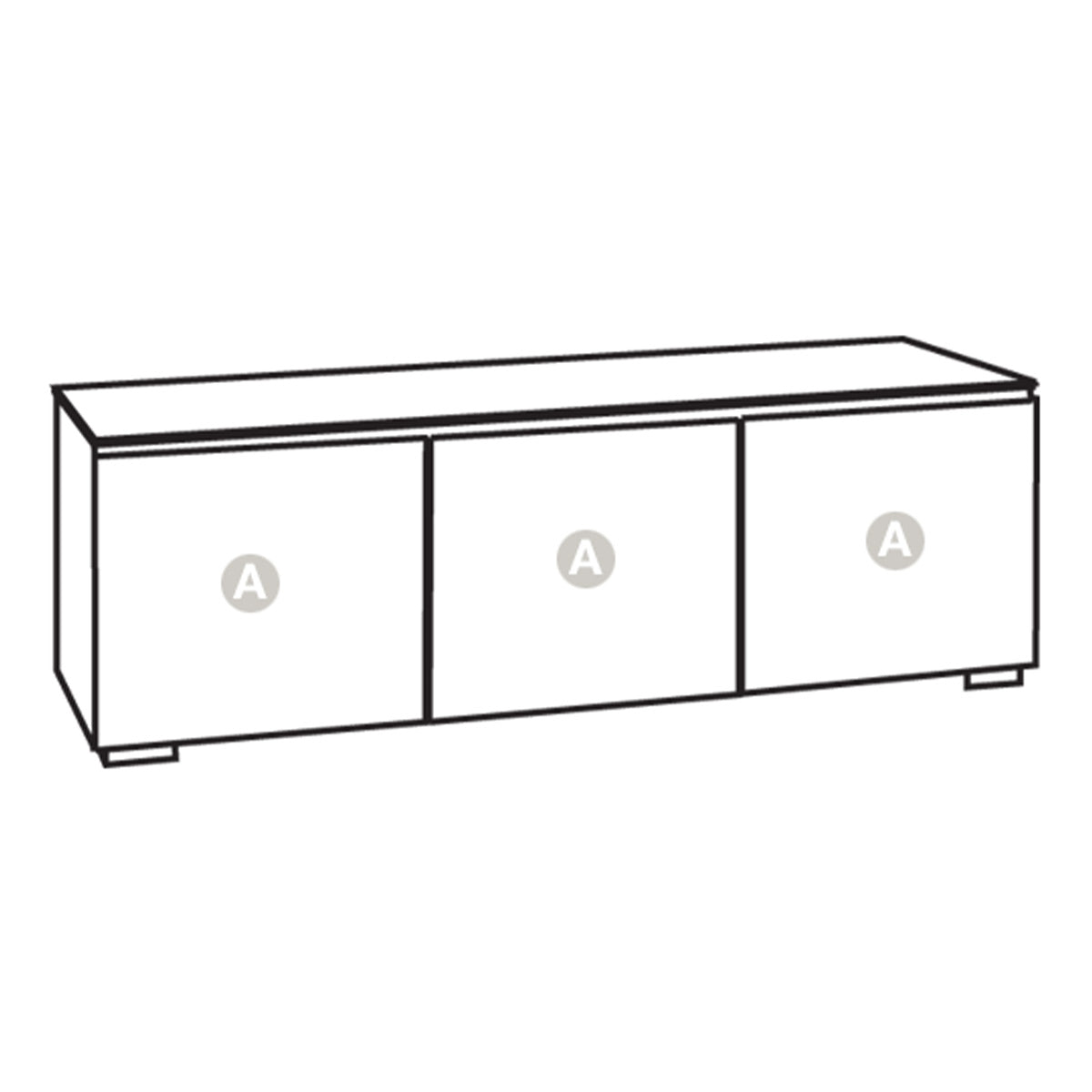 Salamander Chameleon Collection Barcelona 237 Triple AV Cabinet (Natural Walnut with Black Glass Doors)