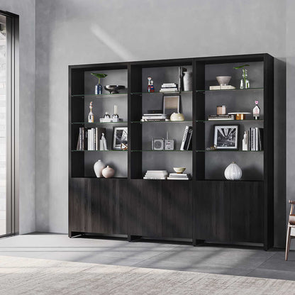 BDI Linea 580222 3 Shelf System 96" Wide (Charcoal Stained Ash)