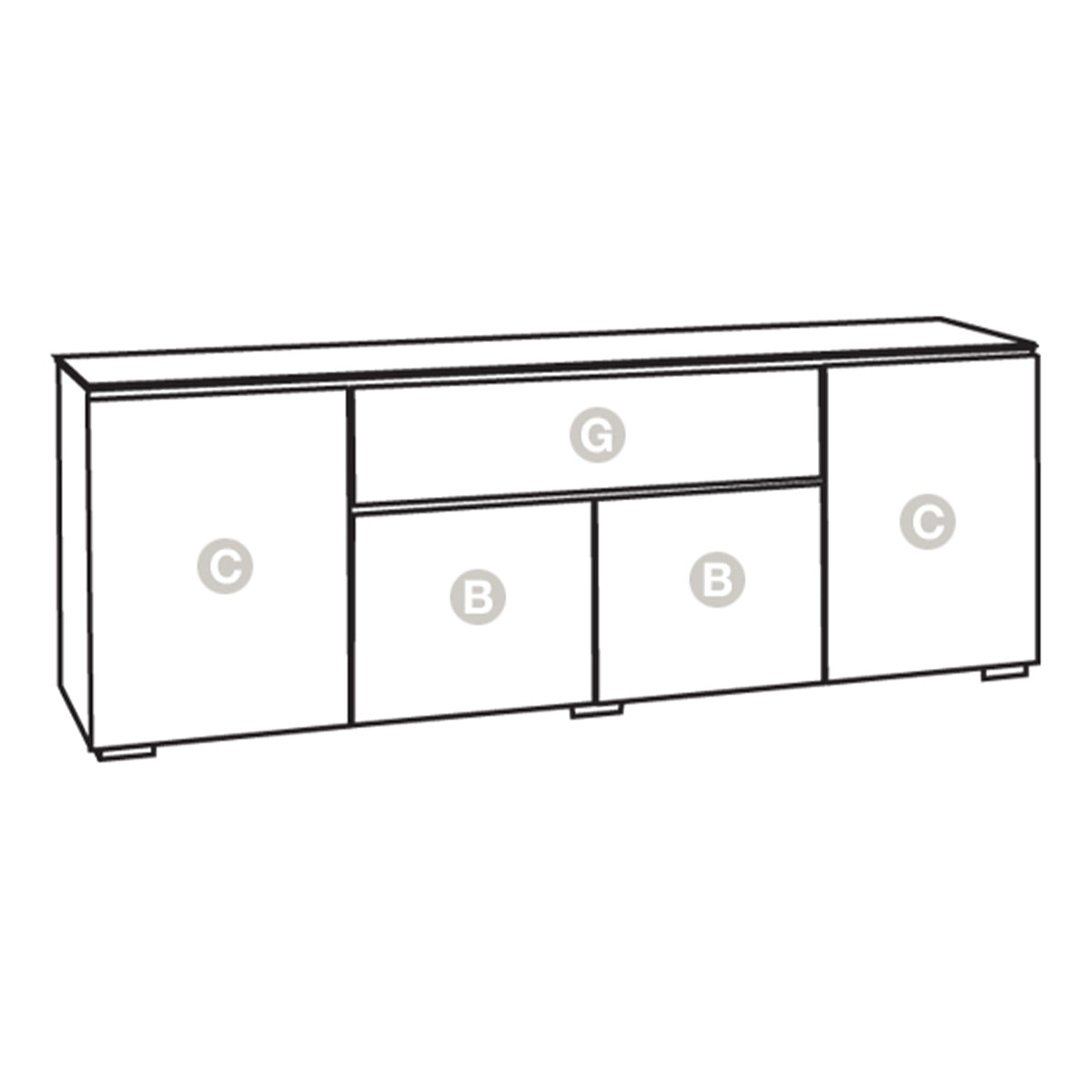 Salamander Chameleon Collection Milan 345 Quad Speaker Integrated Cabinet (Geometric White with Black Glass Top)