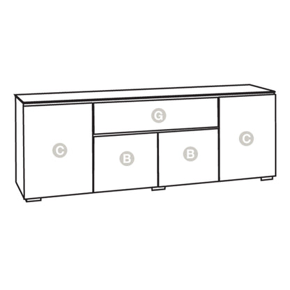 Salamander Chameleon Collection Milan 345 Quad Speaker Integrated Cabinet (Geometric White with Black Glass Top)