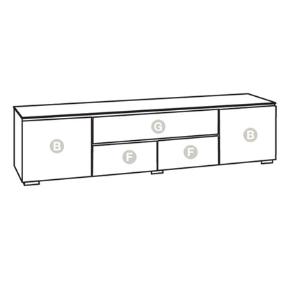Salamander Chameleon Collection Miami 245 Quad Speaker Integrated Cabinet (High Gloss White with Black Glass Top)