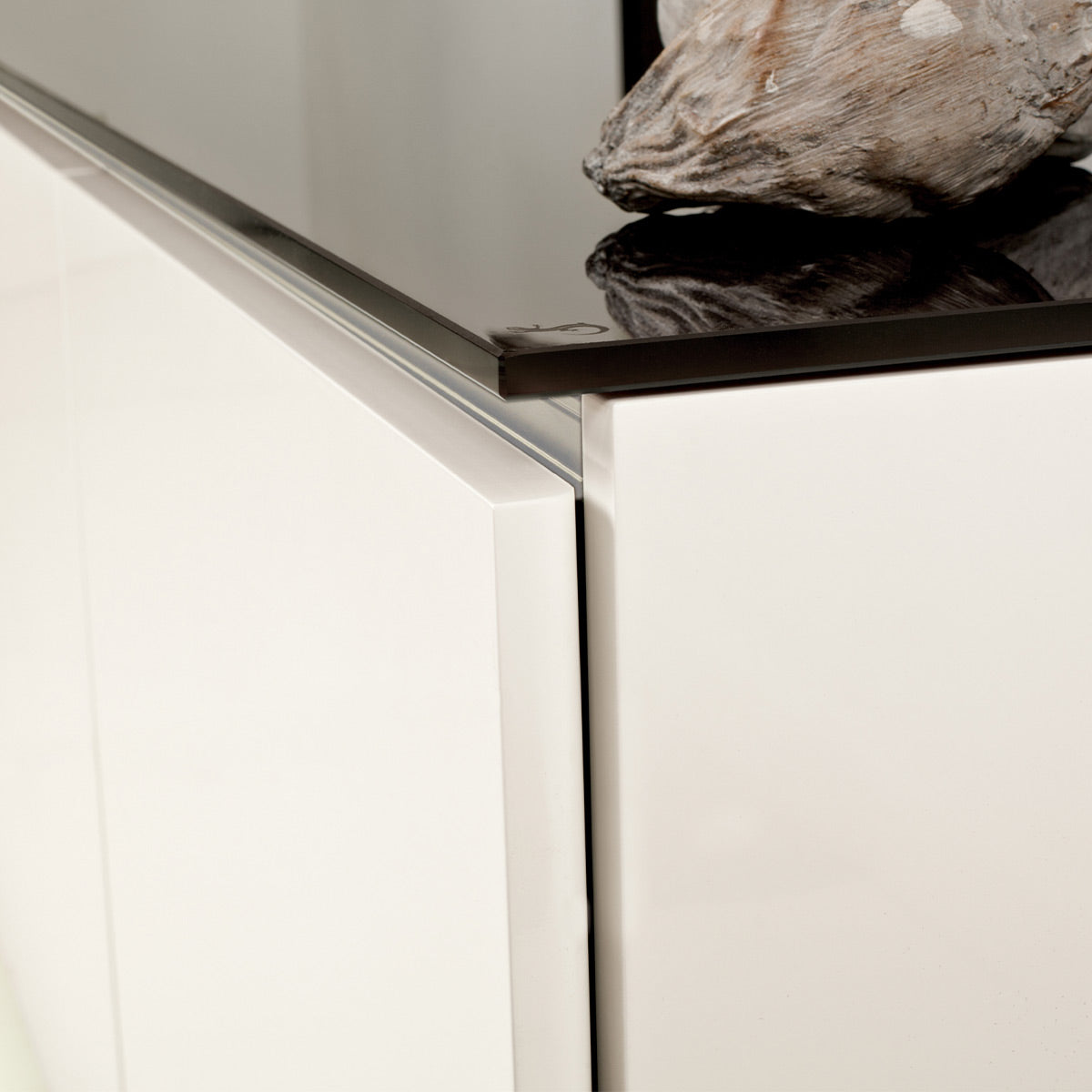 Salamander Chameleon Collection Miami 236 Triple Speaker Integrated Cabinet (High Gloss White with Black Glass Top)