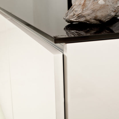Salamander Chameleon Collection Miami 236 Triple Speaker Integrated Cabinet (High Gloss White with Black Glass Top)