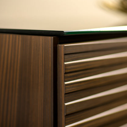 Salamander Chameleon Collection Zurich 617 Single AV Cabinet (Horizontal Wood Pattern with Black Glass Top)
