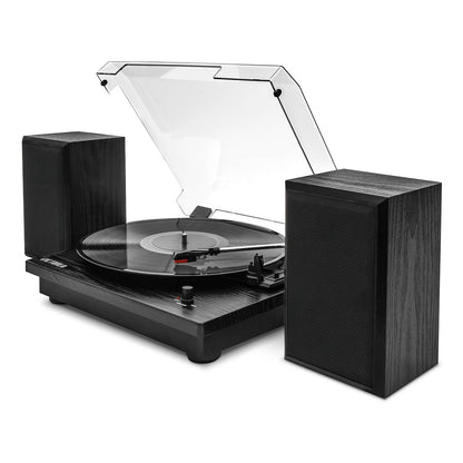 Victrola Montauk Bluetooth Turntable System with Bookshelf Speakers (Black)